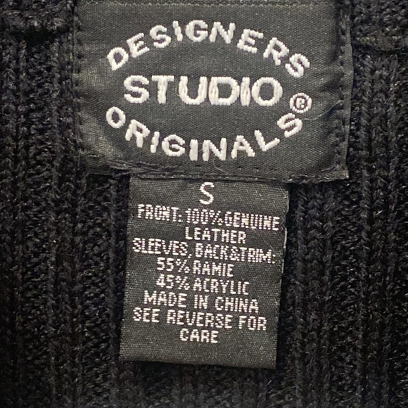Y2K Designer Originals Beautifully Sewn 100% Leather Black Sweater sz.Small - Picture 7 of 10